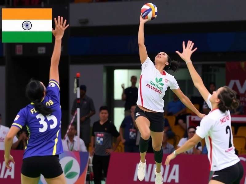 Indian Volleyball Team Huddle